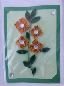 Felicitare cu floare si petale 3D lucrate manual cod 45965 - Img 2