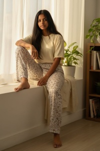 Pantaloni de pijama din bumbac pentru dama COD PNT-036