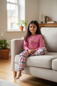 Pijama cu maneca lunga si pantaloni lungi din bumbac pentru copii COD PJ-152
