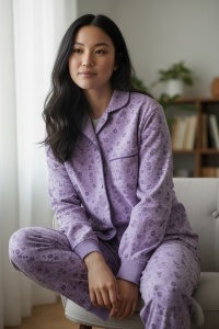 Pijama cu maneca lunga si pantaloni lungi din bumbac pentru dama COD PJ-308