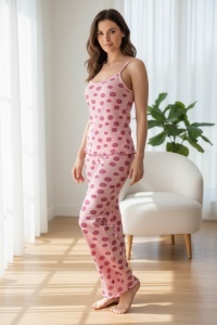 Pijama maiou si pantaloni scurti din bumbac pentru dama COD PJ-102