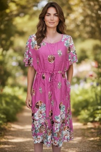 Rochie lunga de vara cu model floral elegant