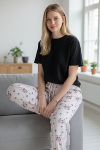 Pantaloni de pijama din bumbac pentru dama COD PNT-053
