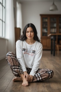 Pijama cu maneca lunga si pantaloni lungi din bumbac pentru dama COD PJ-235
