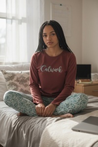 Pijama cu maneca lunga si pantaloni lungi din bumbac pentru dama COD PJ-265