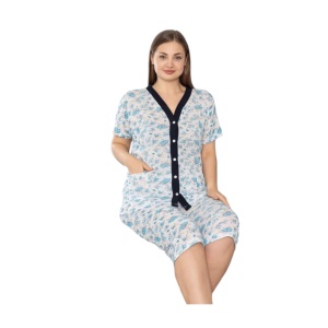 Pijama dama de vara cu maneca scurta si pantaloni 3 sfert cod x5304