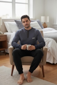 Pijama din bumbac cu maneca lunga pentru barbati COD PJ-039