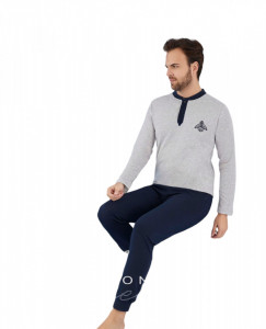 pijama din bumbac vatuit pentru barbati cod m338 - Img 1