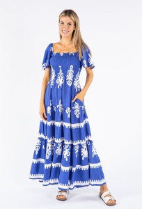 Rochie lunga de vara cu model floral elegant