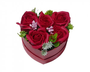 Aranjament floral superb cu 5 trandafiri de sapun X97 - Img 1