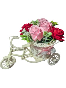 Bicicleta deosebita cu 5 trandafiri din sapun cod x40160