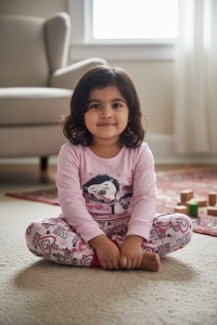 Pijama cu maneca lunga si pantaloni lungi din bumbac pentru copii COD PJ-116