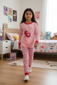 Pijama cu maneca lunga si pantaloni lungi din bumbac pentru copii COD PJ-146