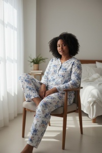 Pijama cu maneca lunga si pantaloni lungi din bumbac pentru dama COD PJ-345