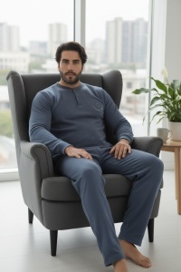 Pijama din bumbac cu maneca lunga pentru barbati COD PJ-019