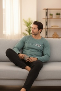 Pijama din bumbac cu maneca lunga pentru barbati COD PJ-029