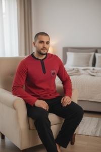 Pijama din bumbac cu maneca lunga pentru barbati COD PJ-036