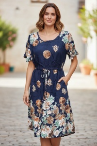 Rochie lunga de vara cu model floral elegant