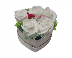 Aranjament floral superb cu 5 trandafiri de sapun X88