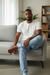 Pantaloni de pijama din bumbac pentru barbati COD PNT-067