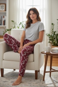 Pantaloni de pijama din bumbac pentru dama COD PNT-037