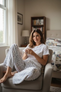 Pantaloni de pijama din bumbac pentru dama COD PNT-047