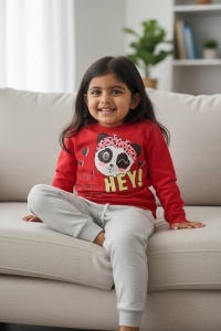 Pijama cu maneca lunga si pantaloni lungi din bumbac pentru copii COD PJ-123