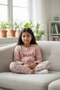 Pijama cu maneca lunga si pantaloni lungi din bumbac pentru copii COD PJ-153