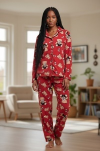 Pijama cu maneca lunga si pantaloni lungi din catifea pentru dama COD PJ-113