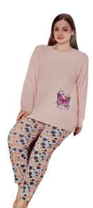 Pijama dama din bumbac cu maneca lunga cod x1517