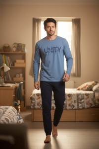 Pijama din bumbac cu maneca lunga pentru barbati COD PJ-033