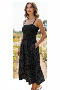 Rochie lunga de vara cu model floral elegant