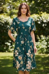 Rochie lunga de vara cu model floral elegant