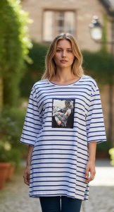 Tricou dama cu maneca scurta si imprimeu modern