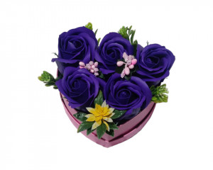 Aranjament floral superb cu 5 trandafiri de sapun X99 - Img 1