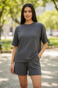 Compleu dama cu maneca scurta din tricot