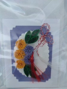 Felicitare cu floare si petale 3D lucrata manual cod 45989 - Img 2