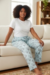 Pantaloni de pijama din bumbac pentru dama COD PNT-034