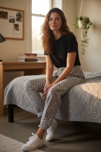 Pantaloni de pijama din bumbac pentru dama COD PNT-054