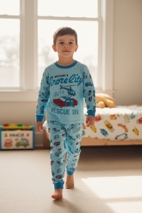 Pijama cu maneca lunga si pantaloni lungi din bumbac pentru copii COD PJ-150