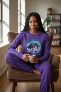 Pijama cu maneca lunga si pantaloni lungi din bumbac pentru dama COD PJ-246