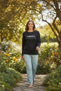 Pijama cu maneca lunga si pantaloni lungi din bumbac pentru dama COD PJ-266