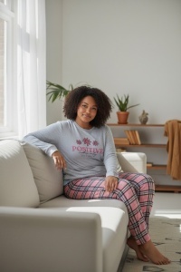 Pijama cu maneca lunga si pantaloni lungi din bumbac pentru dama COD PJ-276