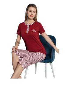 Pijama dama cu maneca scurta si pantaloni 3 sfert cod x5557