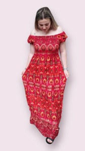 Rochie lunga de vara cu model floral elegant