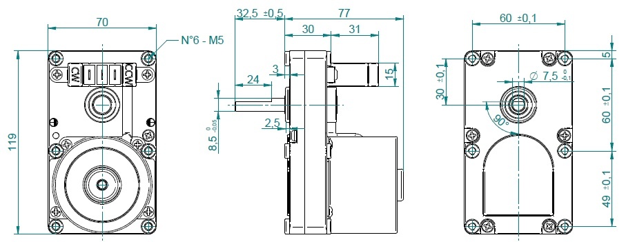 Motor reductor IPC GMF250D801, 5 RPM, 18 W