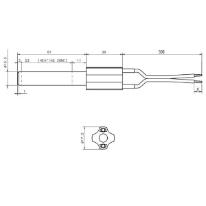Rezistenta ceramica aprindere peleti 150W, fara filet, compatibila cu Fornello, Ferroli Breta, Vision, Caria, Koph, cod PZX-90-S, 90 mm, cablu siliconat 50 cm - Img 4