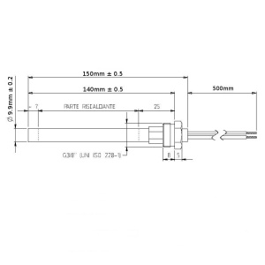 Rezistenta peleti HT62652, 150mm, 300W, 3/8”, Ø10mm, compatibila cu Fornello, Kenda, Cadel - Img 2