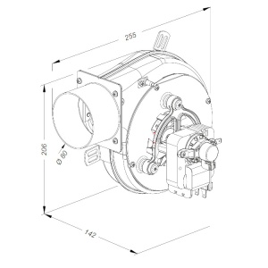 Dimensiuni ventilator exhaustare PL21 CE0260 / 55W / 160mc/ora / senzor Hall, pentru Burnit, La Nordica, Moretti, Edilkamin
