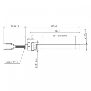 Rezistenta peleti HT62682, 204mm, 420W, 3/8”, Ø12,5mm - Img 2